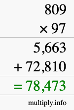 How to calculate 809 times 97 using long multiplication