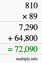 How to calculate 810 times 89 using long multiplication