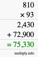 How to calculate 810 times 93 using long multiplication