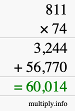 How to calculate 811 times 74 using long multiplication