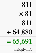 How to calculate 811 times 81 using long multiplication