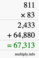 How to calculate 811 times 83 using long multiplication How to calculate 811 times 83 using long multiplication