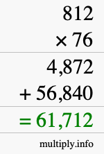 How to calculate 812 times 76 using long multiplication