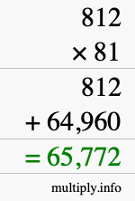 How to calculate 812 times 81 using long multiplication