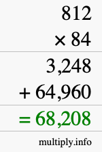 How to calculate 812 times 84 using long multiplication