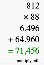 How to calculate 812 times 88 using long multiplication