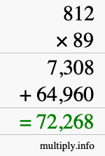 How to calculate 812 times 89 using long multiplication