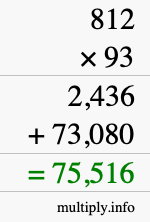 How to calculate 812 times 93 using long multiplication