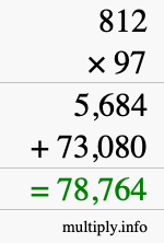 How to calculate 812 times 97 using long multiplication