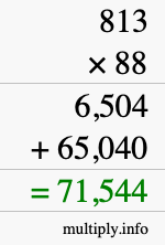 How to calculate 813 times 88 using long multiplication