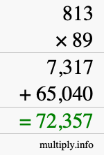 How to calculate 813 times 89 using long multiplication