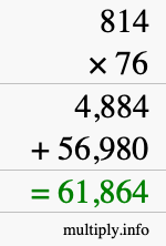 How to calculate 814 times 76 using long multiplication