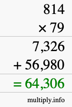How to calculate 814 times 79 using long multiplication