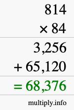 How to calculate 814 times 84 using long multiplication