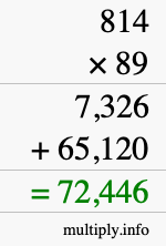 How to calculate 814 times 89 using long multiplication