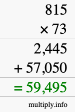 How to calculate 815 times 73 using long multiplication