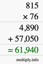 How to calculate 815 times 76 using long multiplication