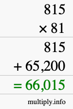 How to calculate 815 times 81 using long multiplication