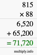 How to calculate 815 times 88 using long multiplication
