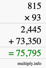 How to calculate 815 times 93 using long multiplication