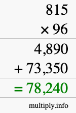 How to calculate 815 times 96 using long multiplication