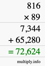 How to calculate 816 times 89 using long multiplication