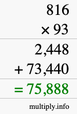 How to calculate 816 times 93 using long multiplication