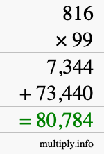 How to calculate 816 times 99 using long multiplication