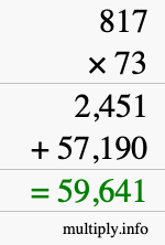 How to calculate 817 times 73 using long multiplication