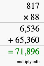 How to calculate 817 times 88 using long multiplication