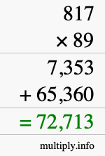 How to calculate 817 times 89 using long multiplication
