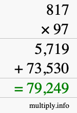 How to calculate 817 times 97 using long multiplication