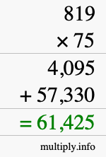 How to calculate 819 times 75 using long multiplication