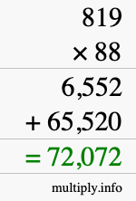 How to calculate 819 times 88 using long multiplication
