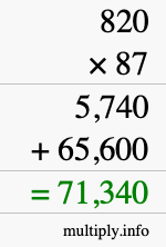 How to calculate 820 times 87 using long multiplication How to calculate 820 times 87 using long multiplication