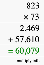 How to calculate 823 times 73 using long multiplication
