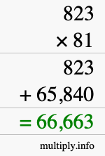 How to calculate 823 times 81 using long multiplication