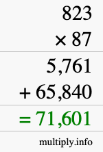 How to calculate 823 times 87 using long multiplication How to calculate 823 times 87 using long multiplication