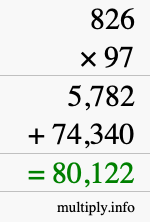 How to calculate 826 times 97 using long multiplication