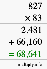 How to calculate 827 times 83 using long multiplication