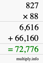 How to calculate 827 times 88 using long multiplication
