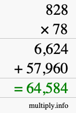 How to calculate 828 times 78 using long multiplication How to calculate 828 times 78 using long multiplication