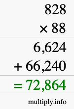 How to calculate 828 times 88 using long multiplication