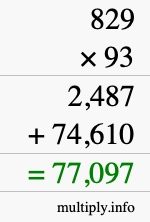 How to calculate 829 times 93 using long multiplication