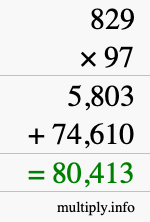 How to calculate 829 times 97 using long multiplication