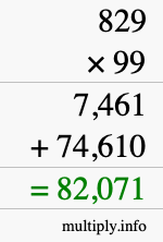 How to calculate 829 times 99 using long multiplication