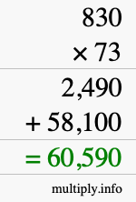 How to calculate 830 times 73 using long multiplication