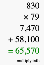 How to calculate 830 times 79 using long multiplication
