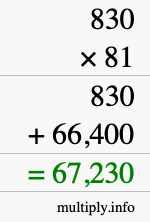 How to calculate 830 times 81 using long multiplication