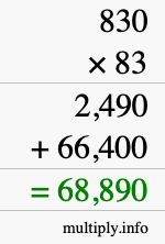 How to calculate 830 times 83 using long multiplication
